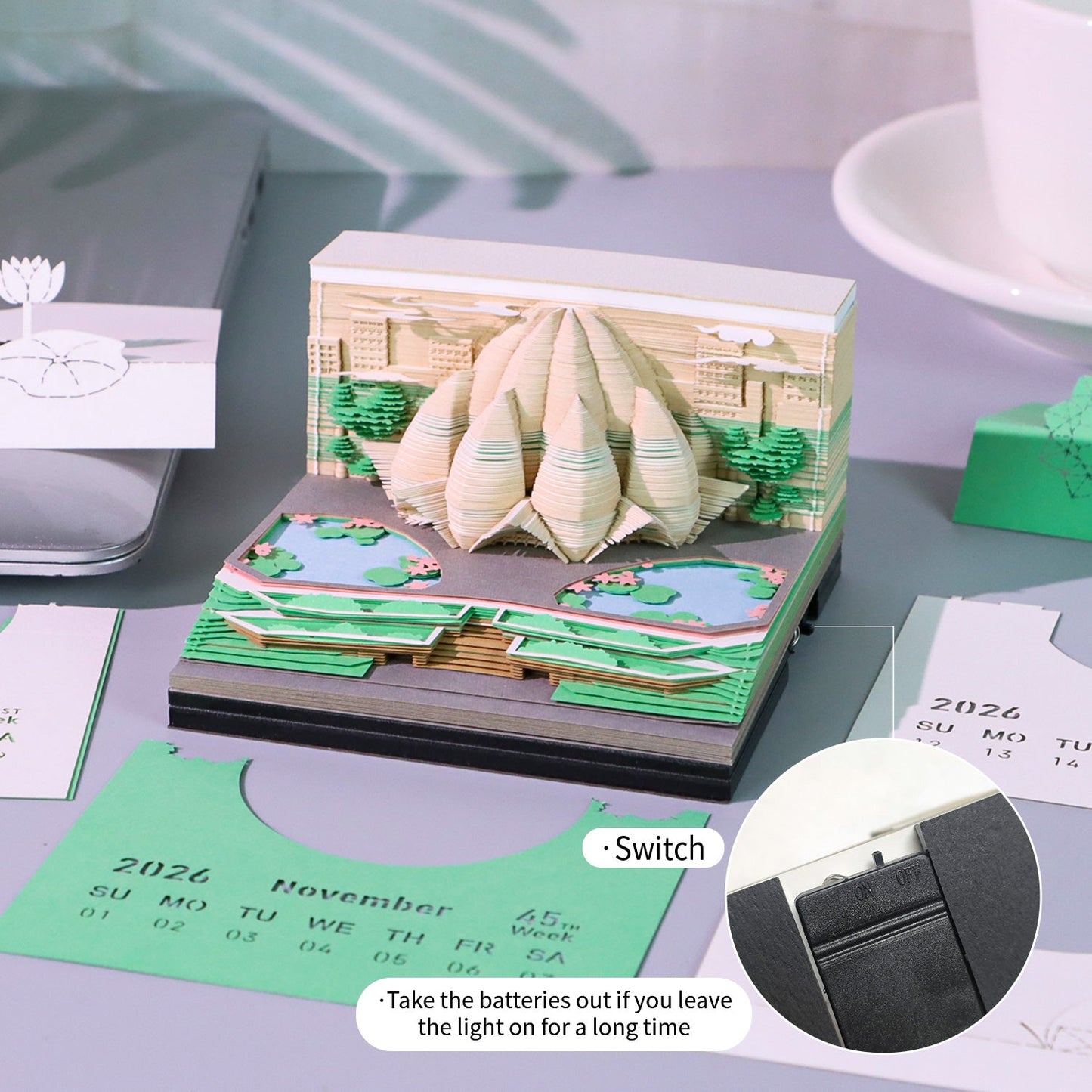 3D Calendar 2026 - The Lotus Temple - 3D Calendar
