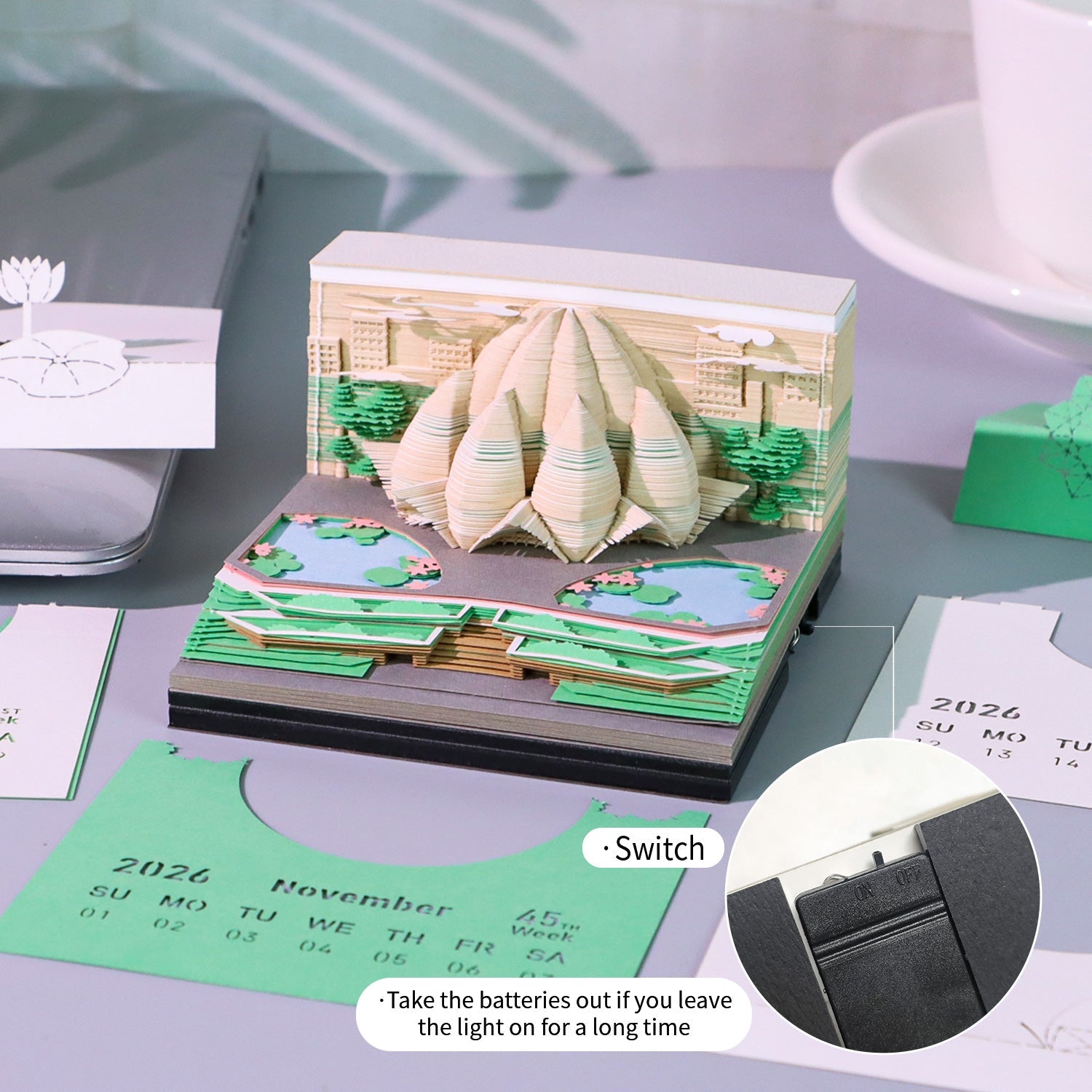 3D Calendar 2026 - The Lotus Temple - 3D Calendar