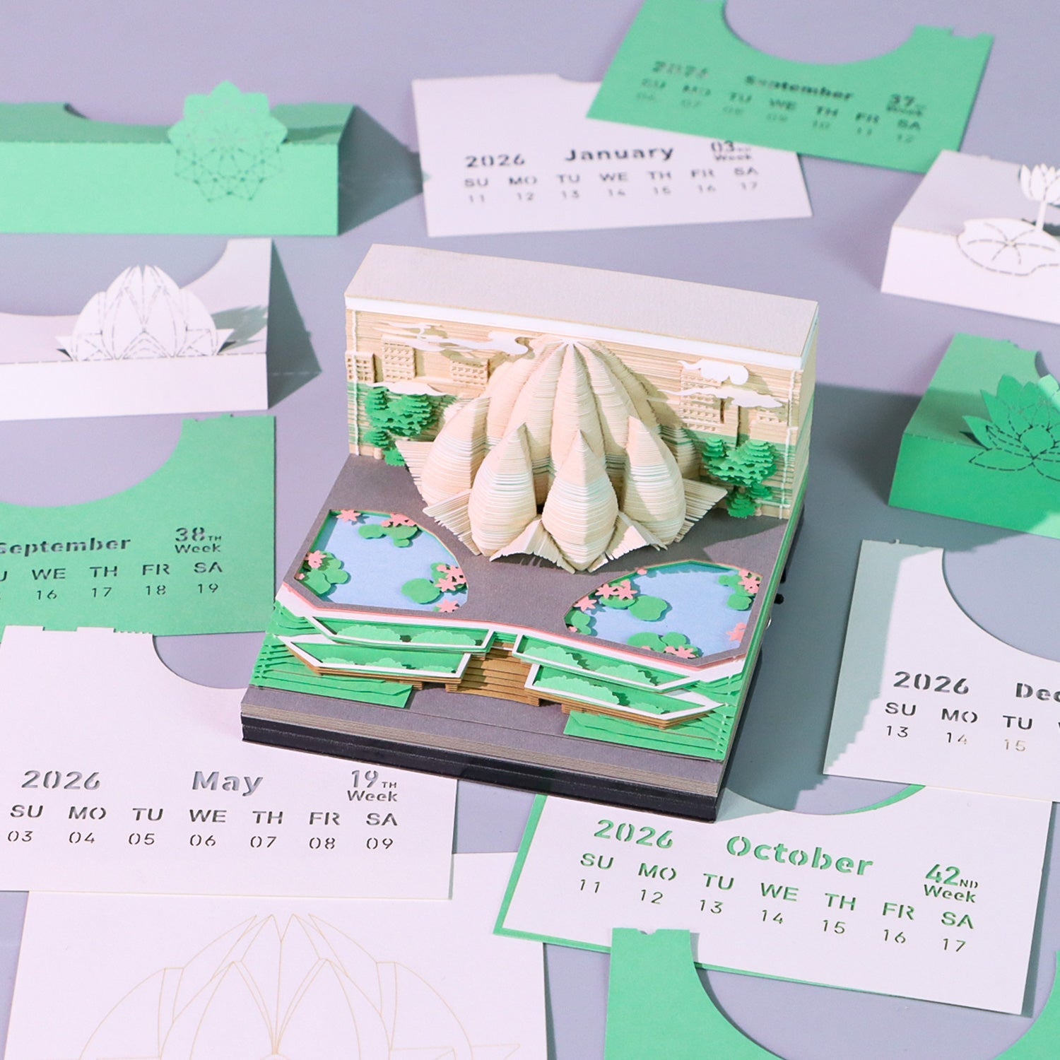3D Calendar 2026 - The Lotus Temple - 3D Calendar