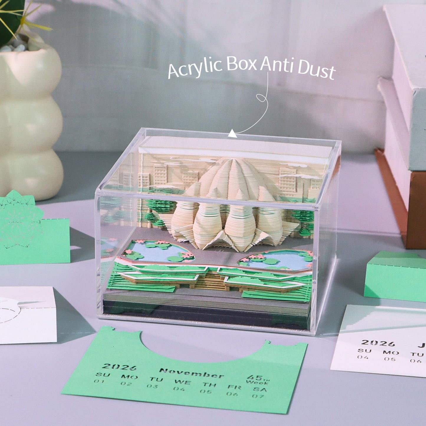 3D Calendar 2026 - The Lotus Temple - 3D Calendar