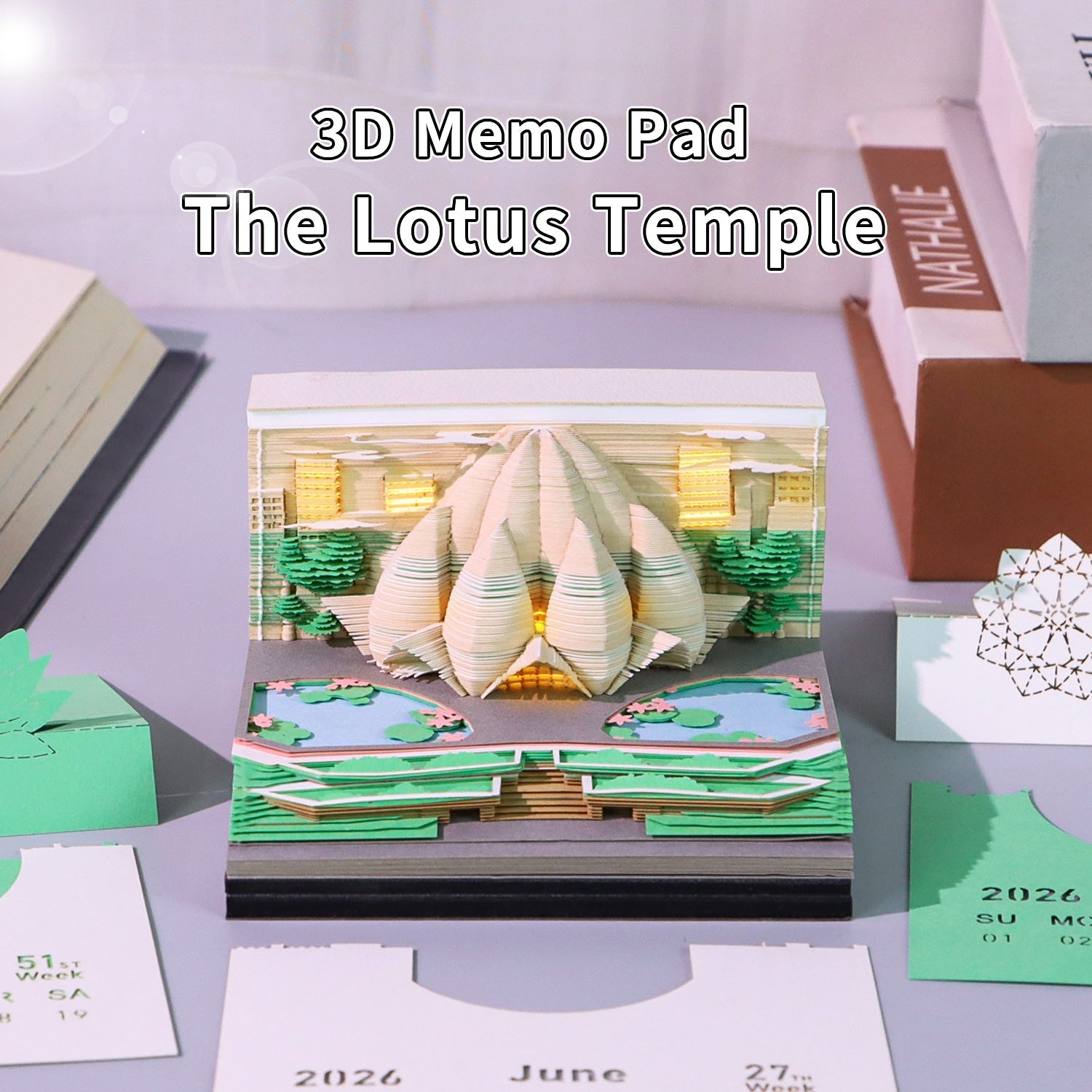 3D Calendar 2026 - The Lotus Temple - 3D Calendar