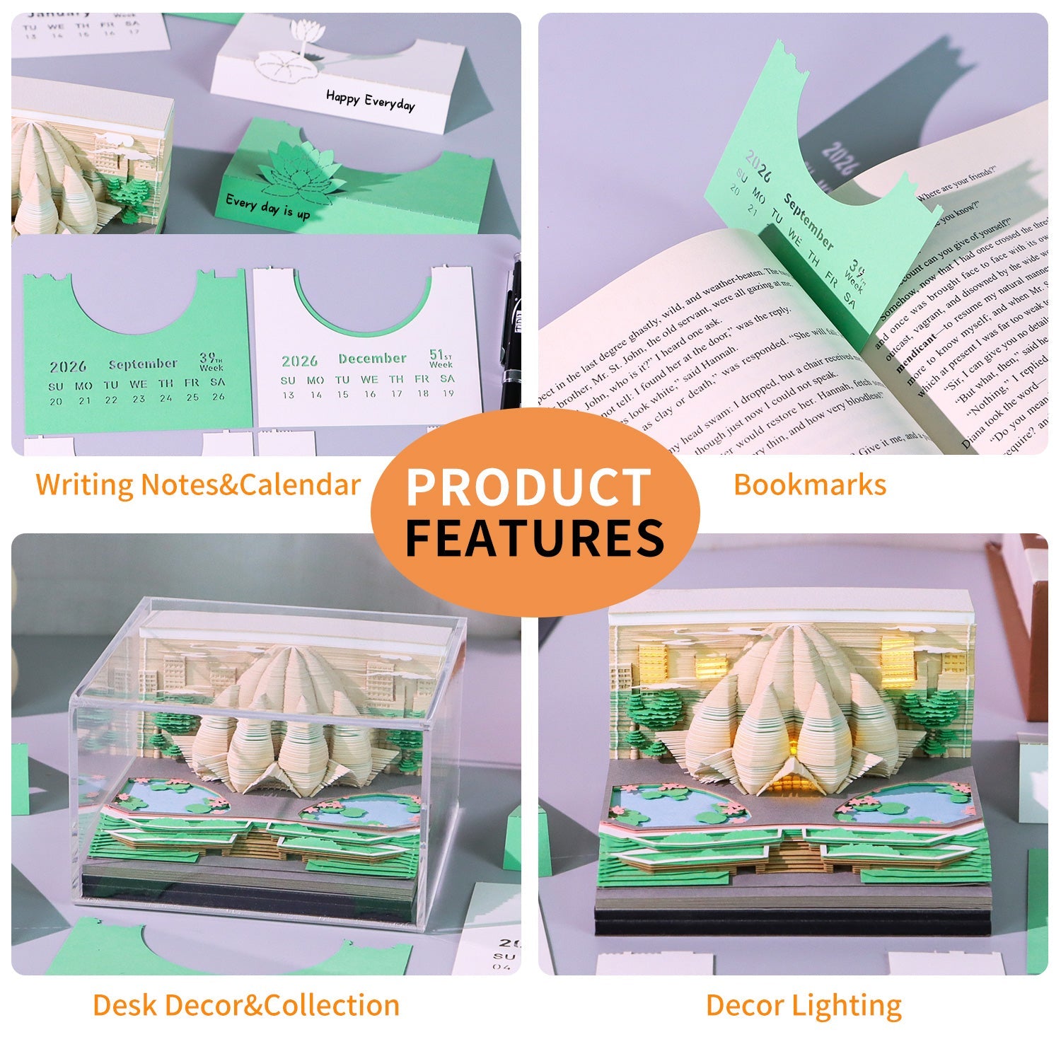 3D Calendar 2026 - The Lotus Temple - 3D Calendar