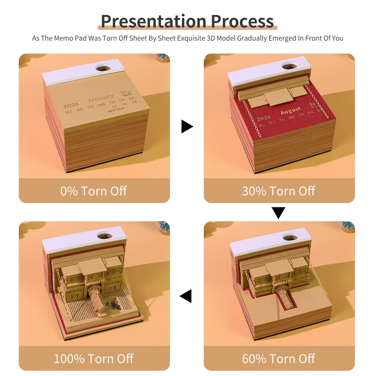 3D Calendar 2026 - The Train in The Book - 3D Calendar