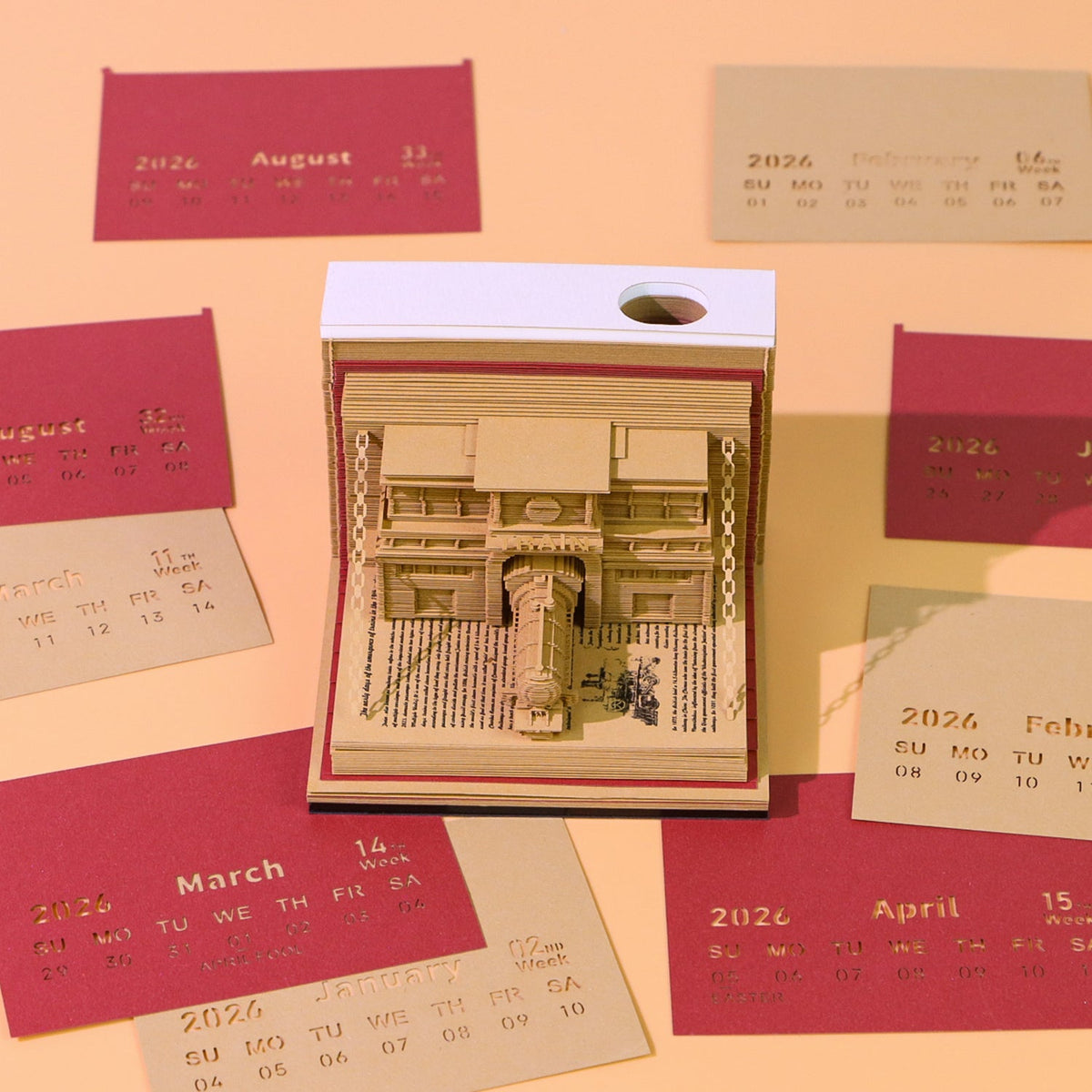 3D Calendar 2026 - The Train in The Book - 3D Calendar