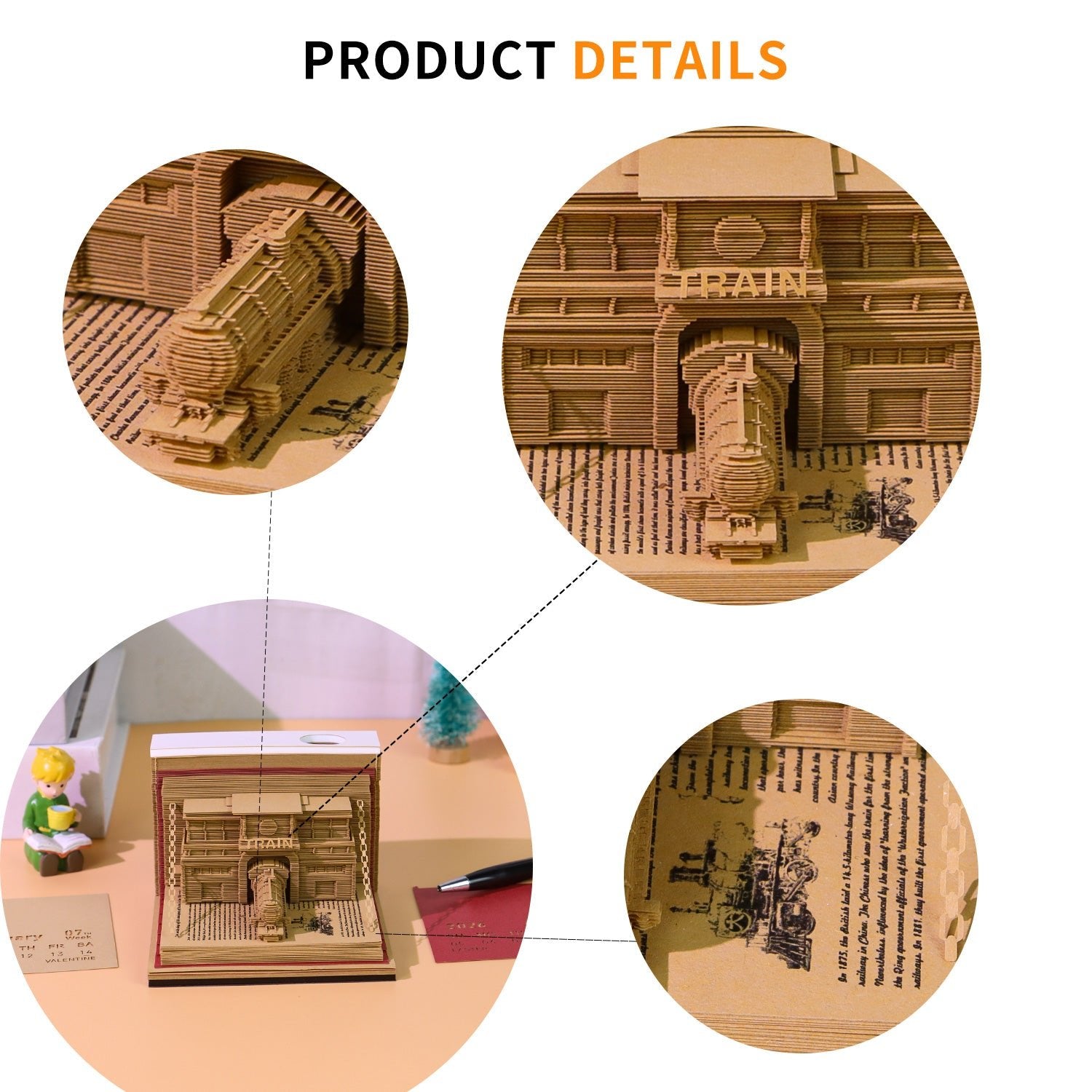 3D Calendar 2026 - The Train in The Book - 3D Calendar