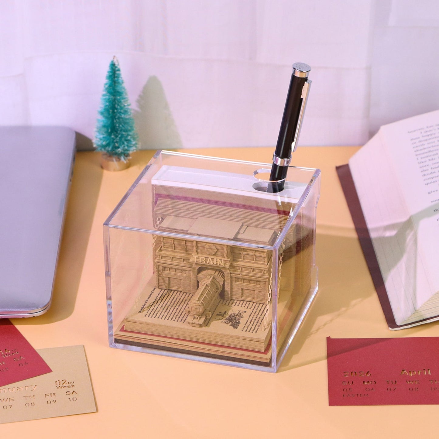 3D Calendar 2026 - The Train in The Book - 3D Calendar