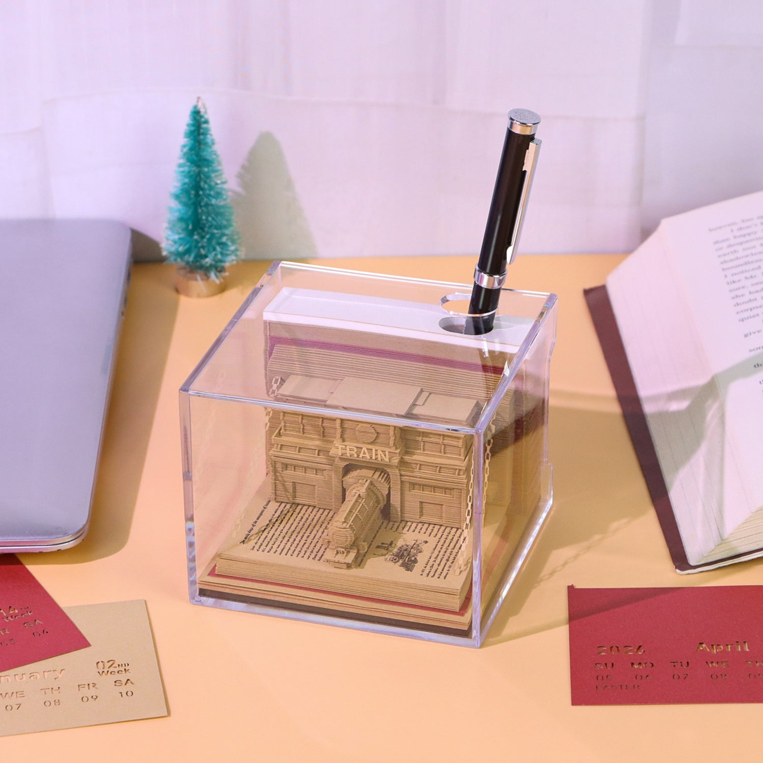 3D Calendar 2026 - The Train in The Book - 3D Calendar