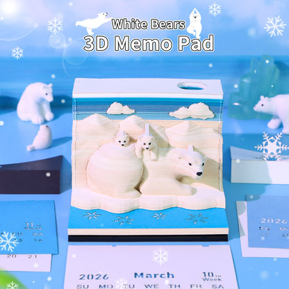 3D Calendar 2026 - White Bears - 3D Calendar