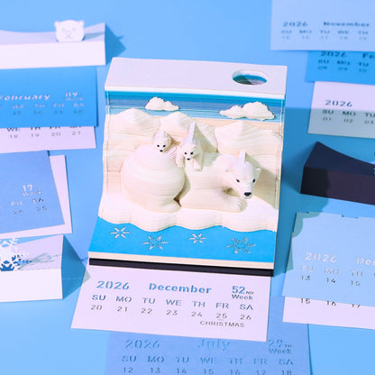 3D Calendar 2026 - White Bears - 3D Calendar