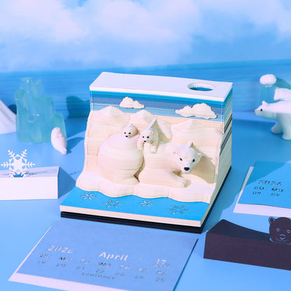 3D Calendar 2026 - White Bears - 3D Calendar