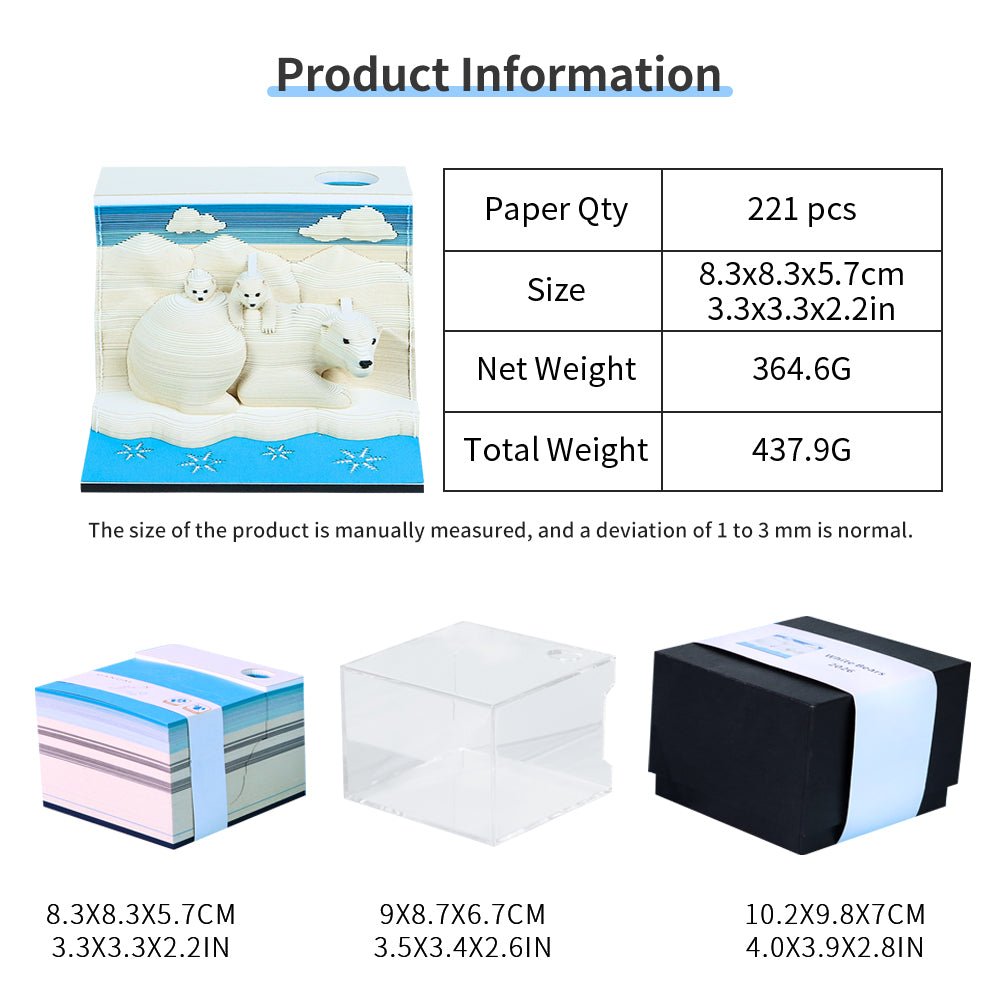 3D Calendar 2026 - White Bears - 3D Calendar