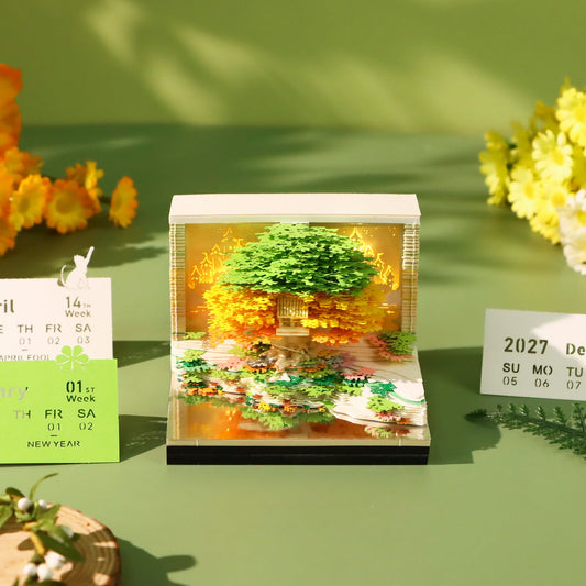 3D Calendar 2027 - Floral Tree Island - 3D Calendar