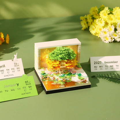 3D Calendar 2027 - Floral Tree Island - 3D Calendar