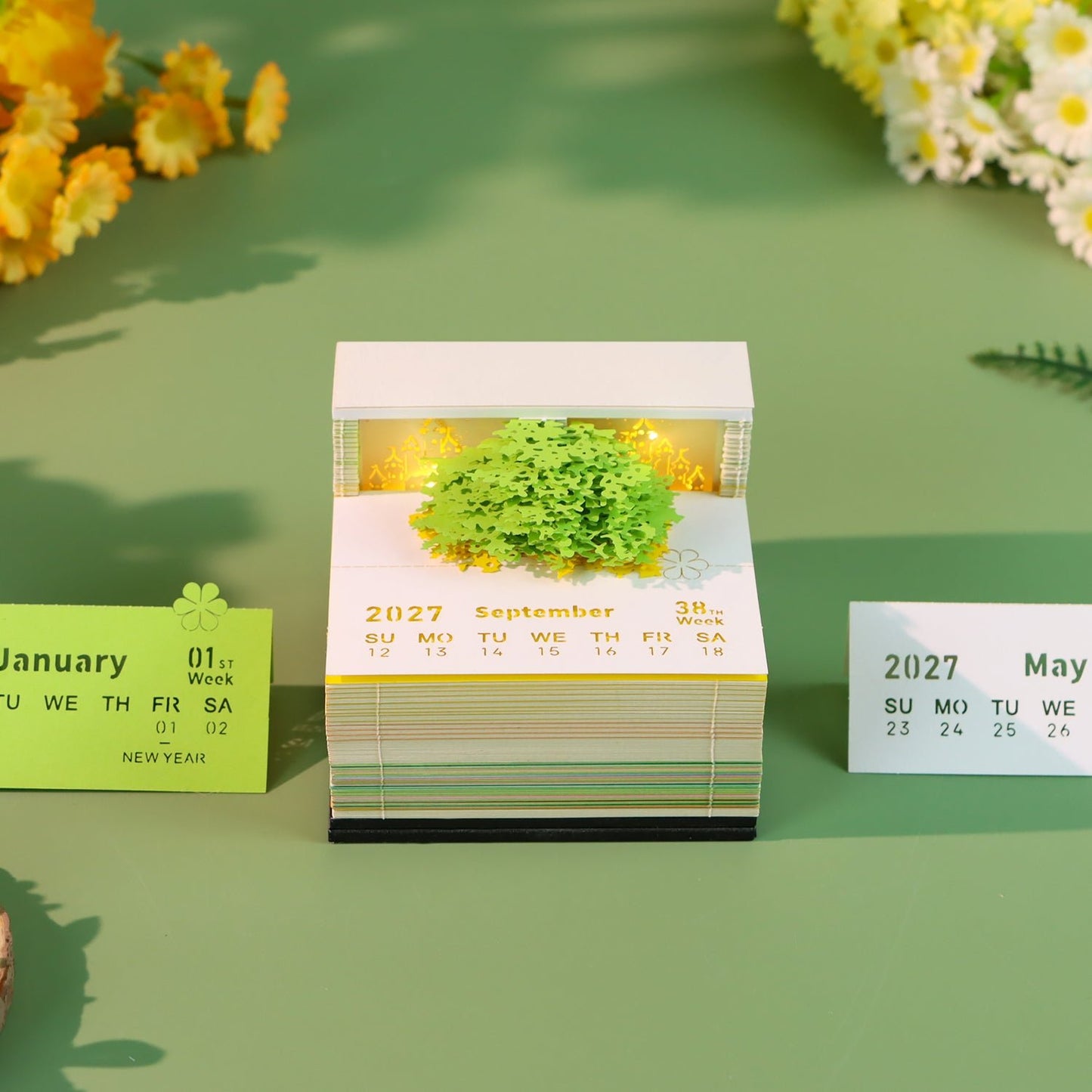 3D Calendar 2027 - Floral Tree Island - 3D Calendar
