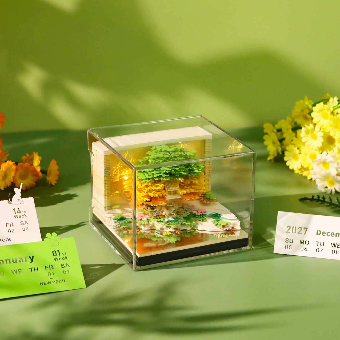 3D Calendar 2027 - Floral Tree Island - 3D Calendar