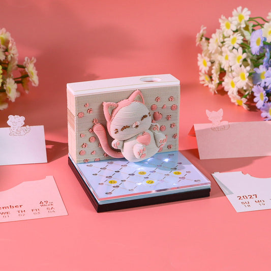 3D Calendar 2027 - Jumping Cat - 3D Calendar
