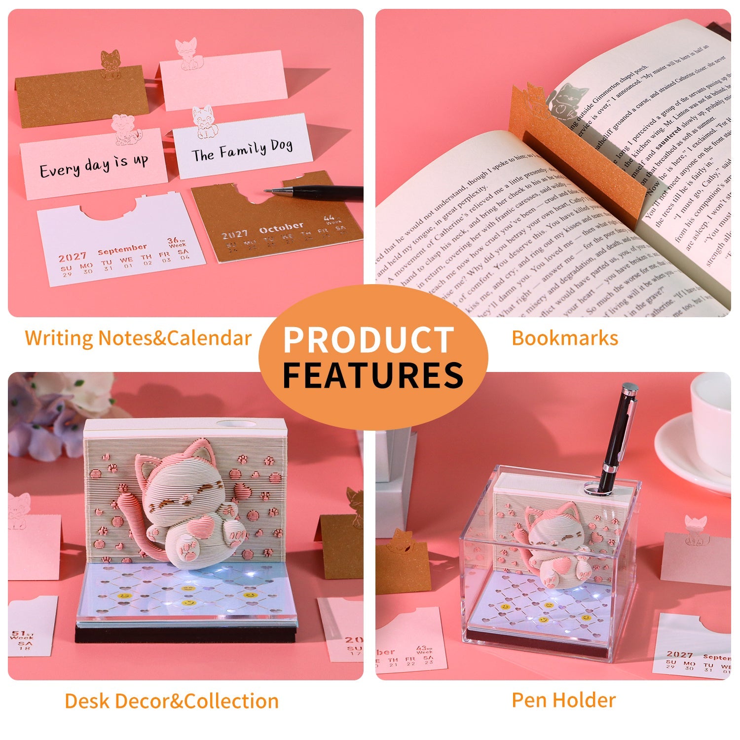 3D Calendar 2027 - Jumping Cat - 3D Calendar