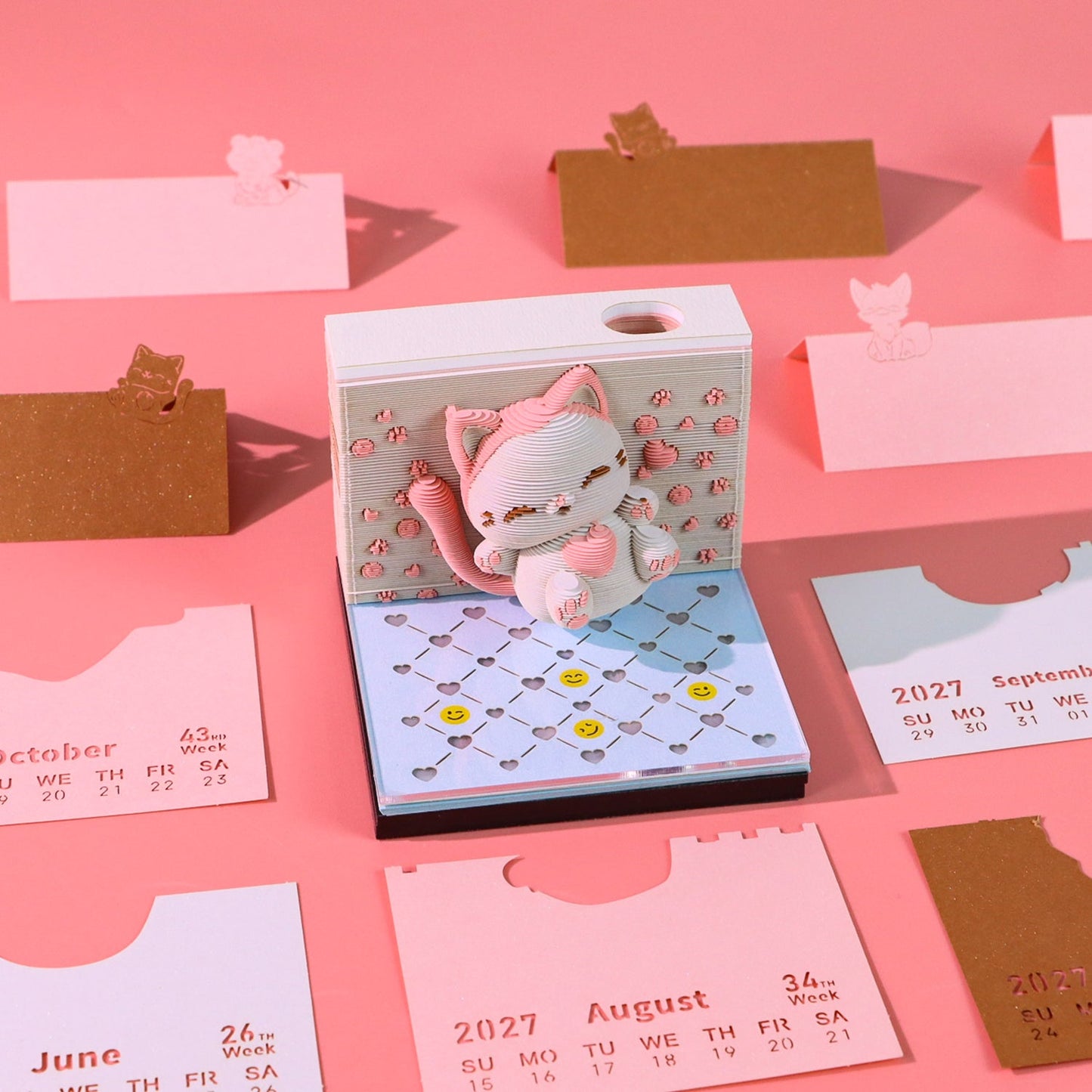 3D Calendar 2027 - Jumping Cat - 3D Calendar