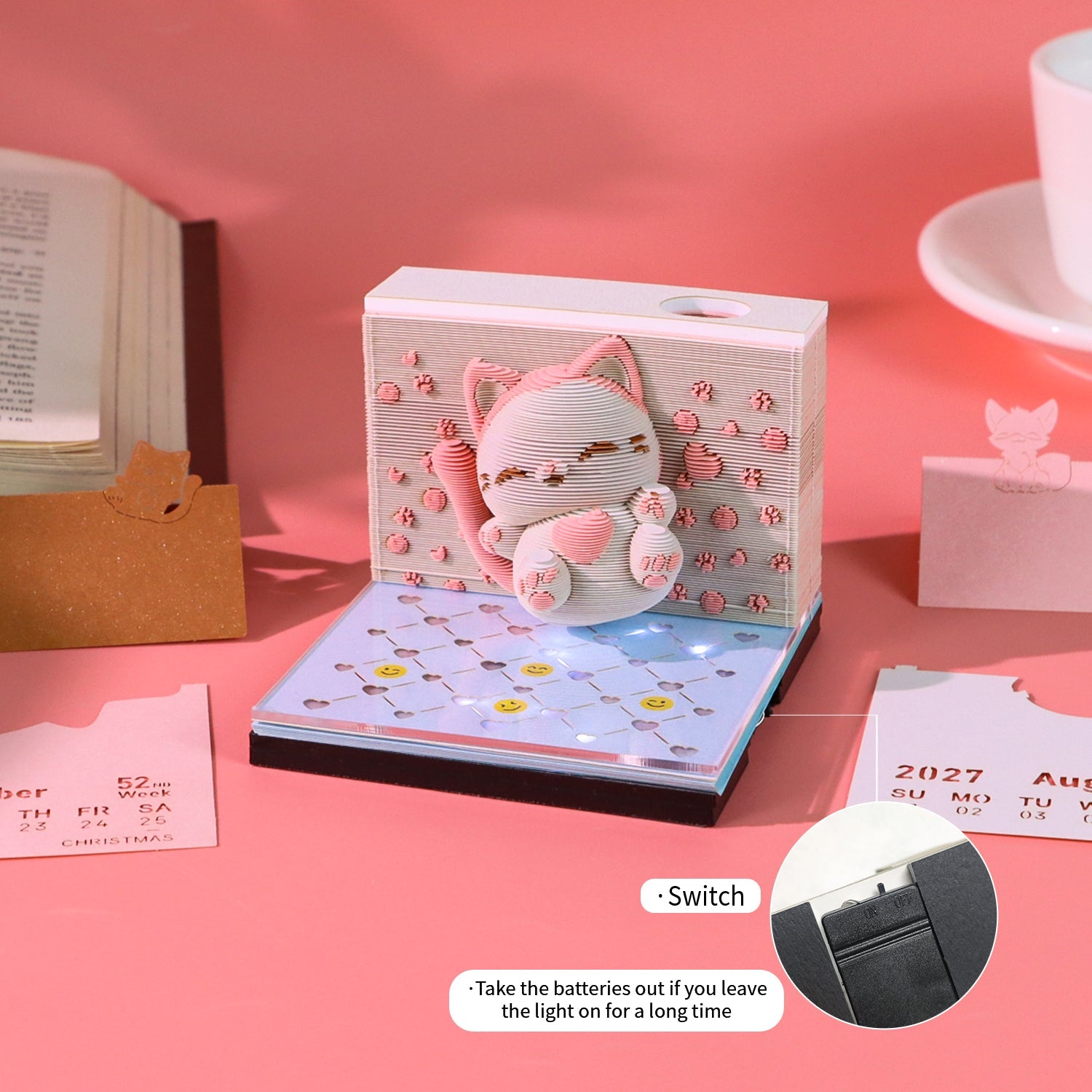 3D Calendar 2027 - Jumping Cat - 3D Calendar