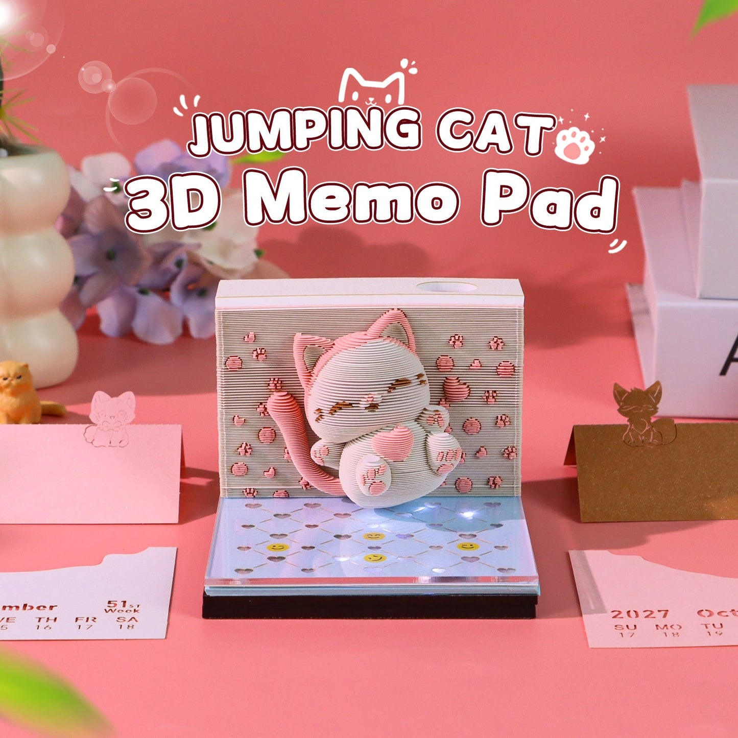 3D Calendar 2027 - Jumping Cat - 3D Calendar