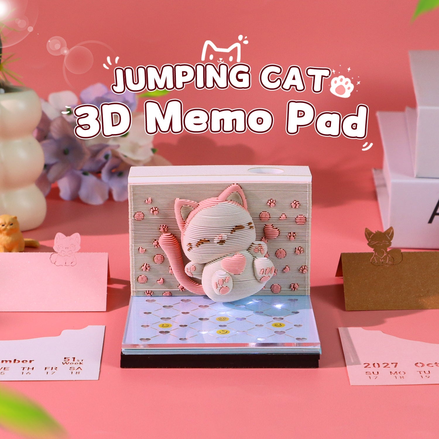 3D Calendar 2027 - Jumping Cat - 3D Calendar