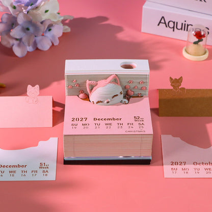 3D Calendar 2027 - Jumping Cat - 3D Calendar