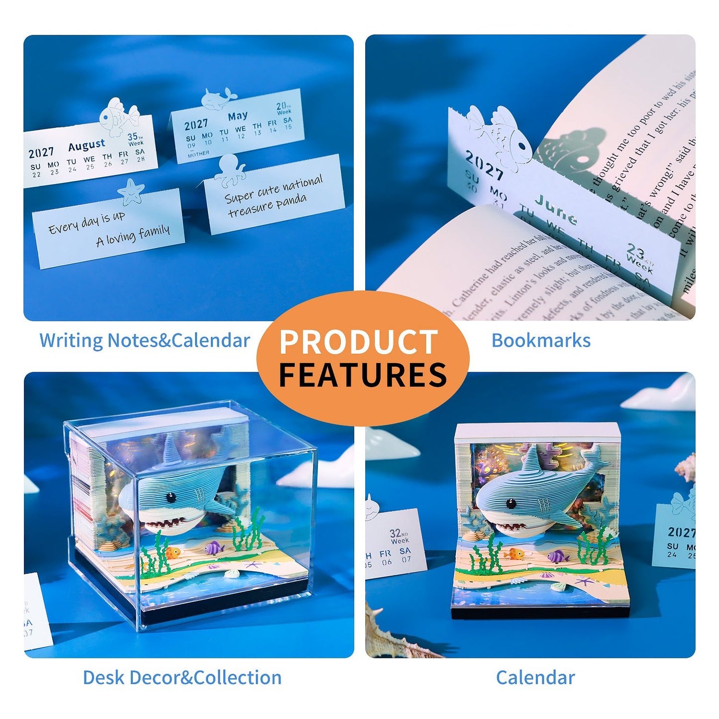 3D Calendar 2027 - Lovely Ocean Shark - 3D Calendar