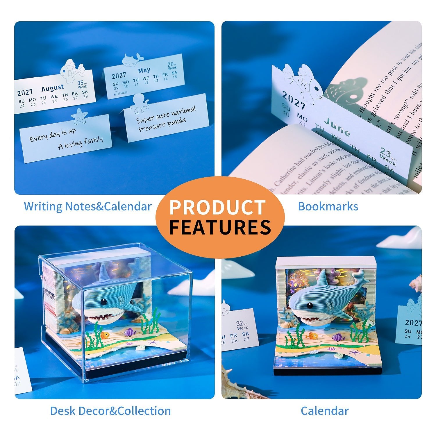 3D Calendar 2027 - Lovely Ocean Shark - 3D Calendar