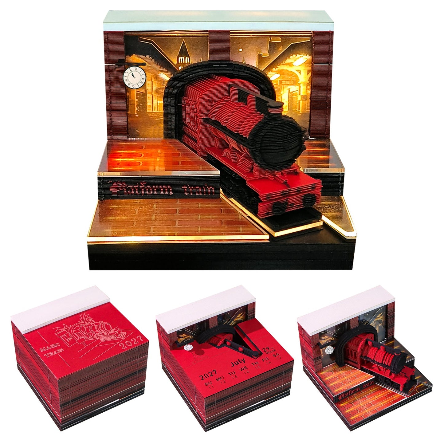 3D Calendar 2027 - Magic Platform Train - 3D Calendar
