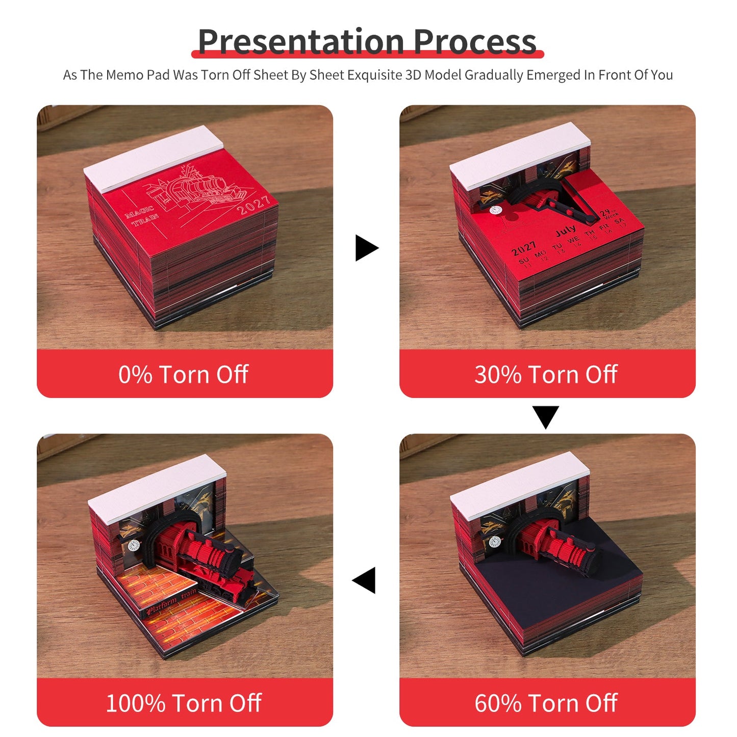 3D Calendar 2027 - Magic Platform Train - 3D Calendar