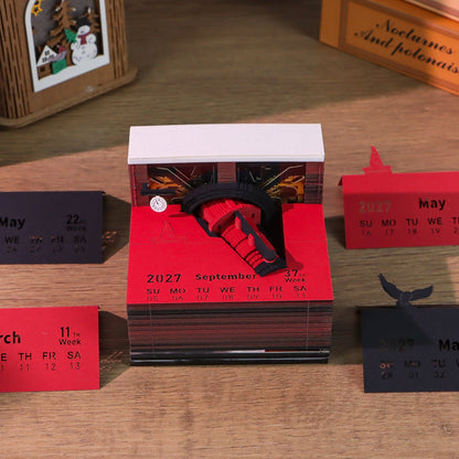 3D Calendar 2027 - Magic Platform Train - 3D Calendar
