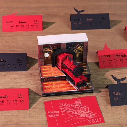 3D Calendar 2027 - Magic Platform Train - 3D Calendar