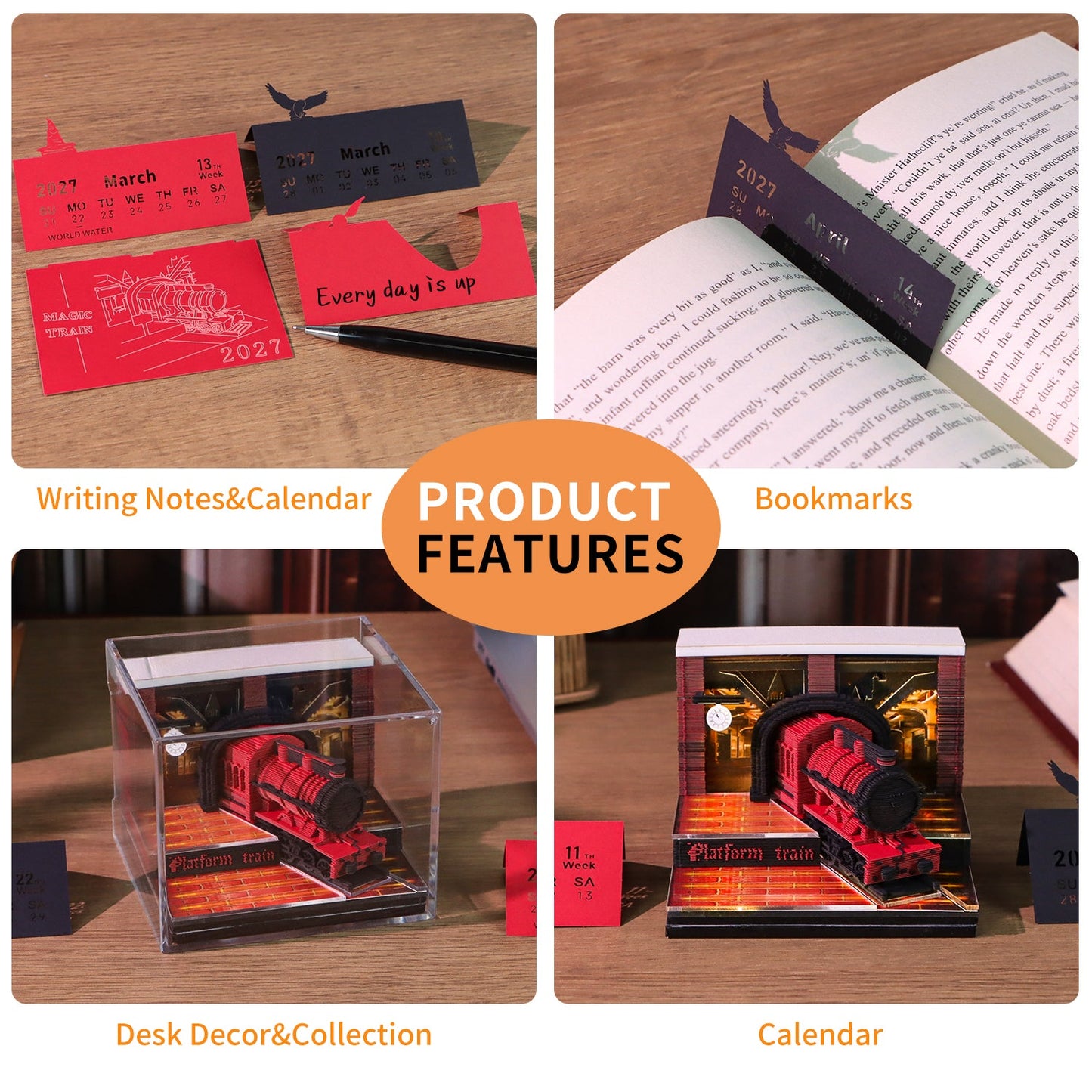 3D Calendar 2027 - Magic Platform Train - 3D Calendar