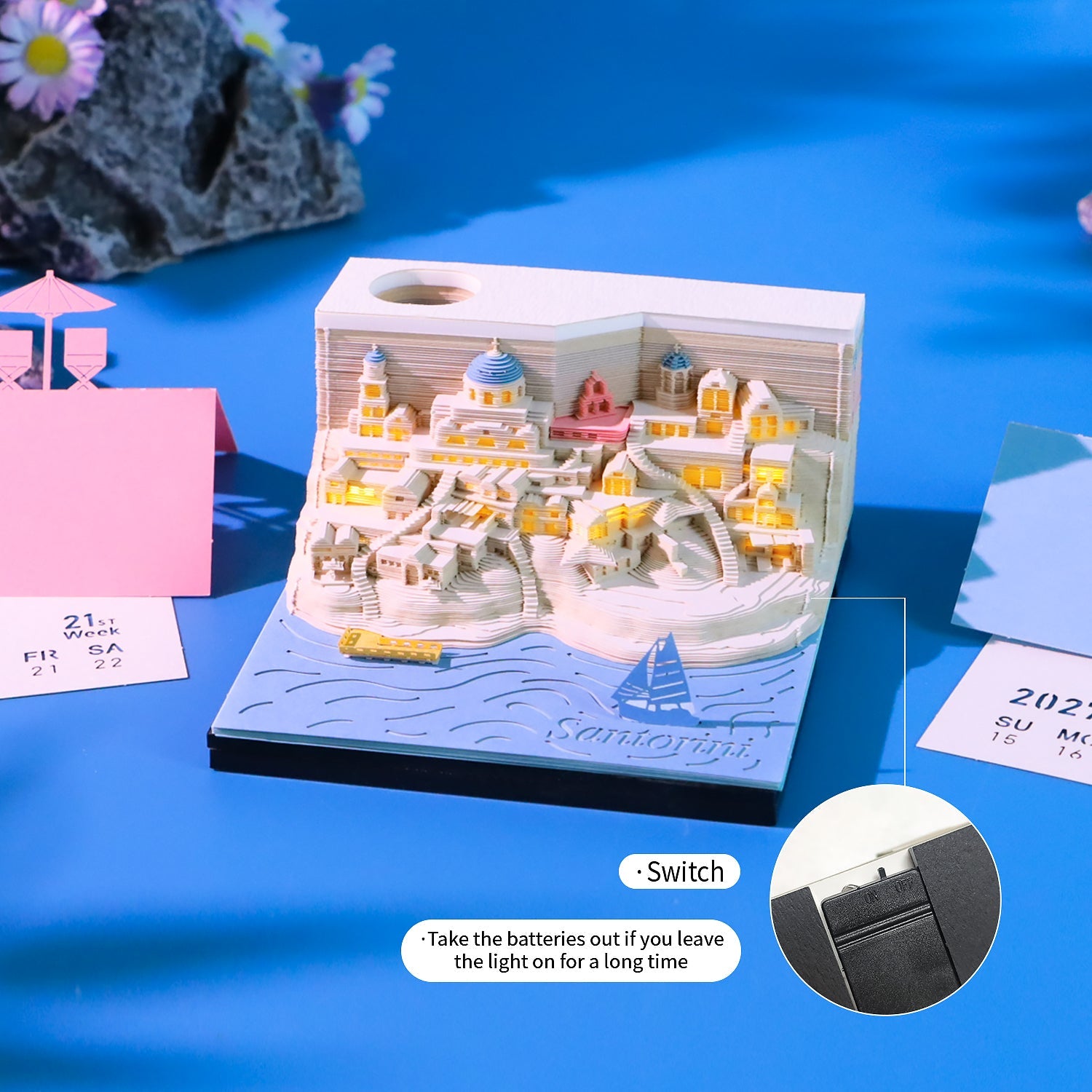 3D Calendar 2027 - Santorini - 3D Calendar