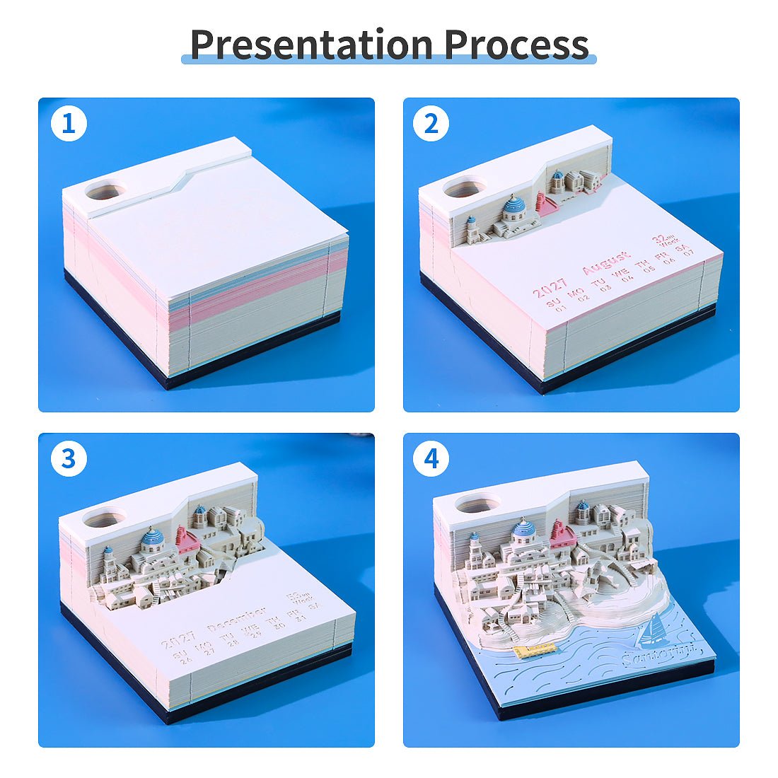 3D Calendar 2027 - Santorini - 3D Calendar
