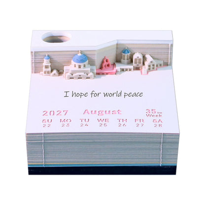 3D Calendar 2027 - Santorini - 3D Calendar