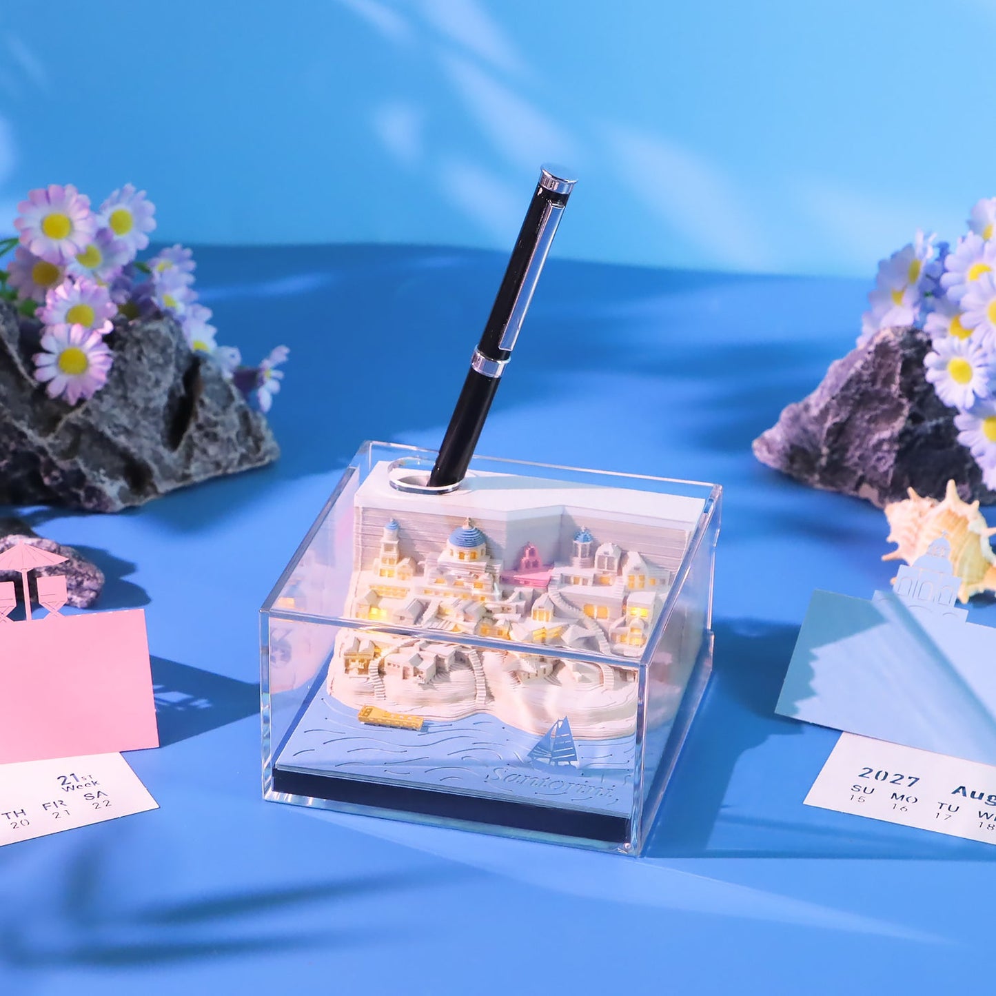3D Calendar 2027 - Santorini - 3D Calendar