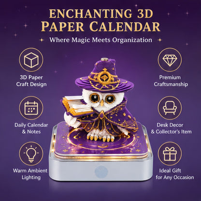 3D Calendar 2027 - Wizard Owl - 3D Calendar