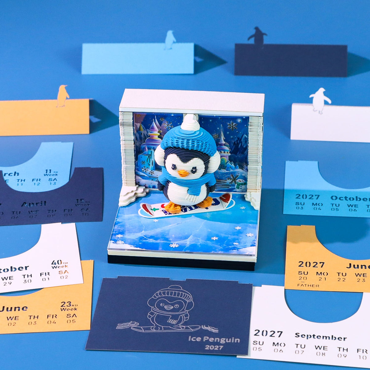 3D Calendar - Ice Snow Penguin - 3D Calendar