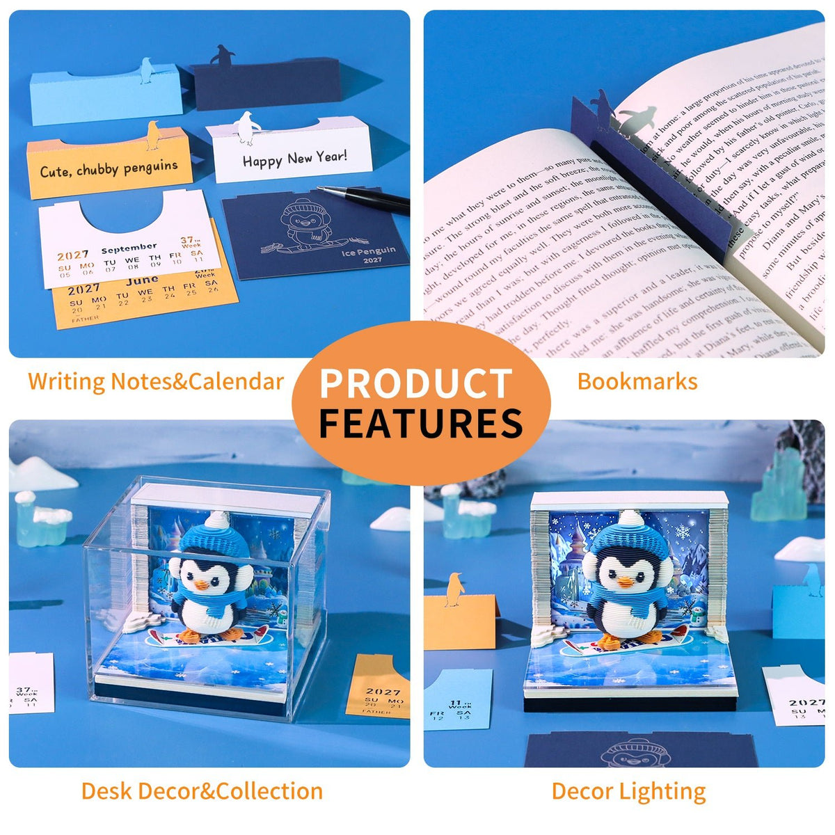 3D Calendar - Ice Snow Penguin - 3D Calendar