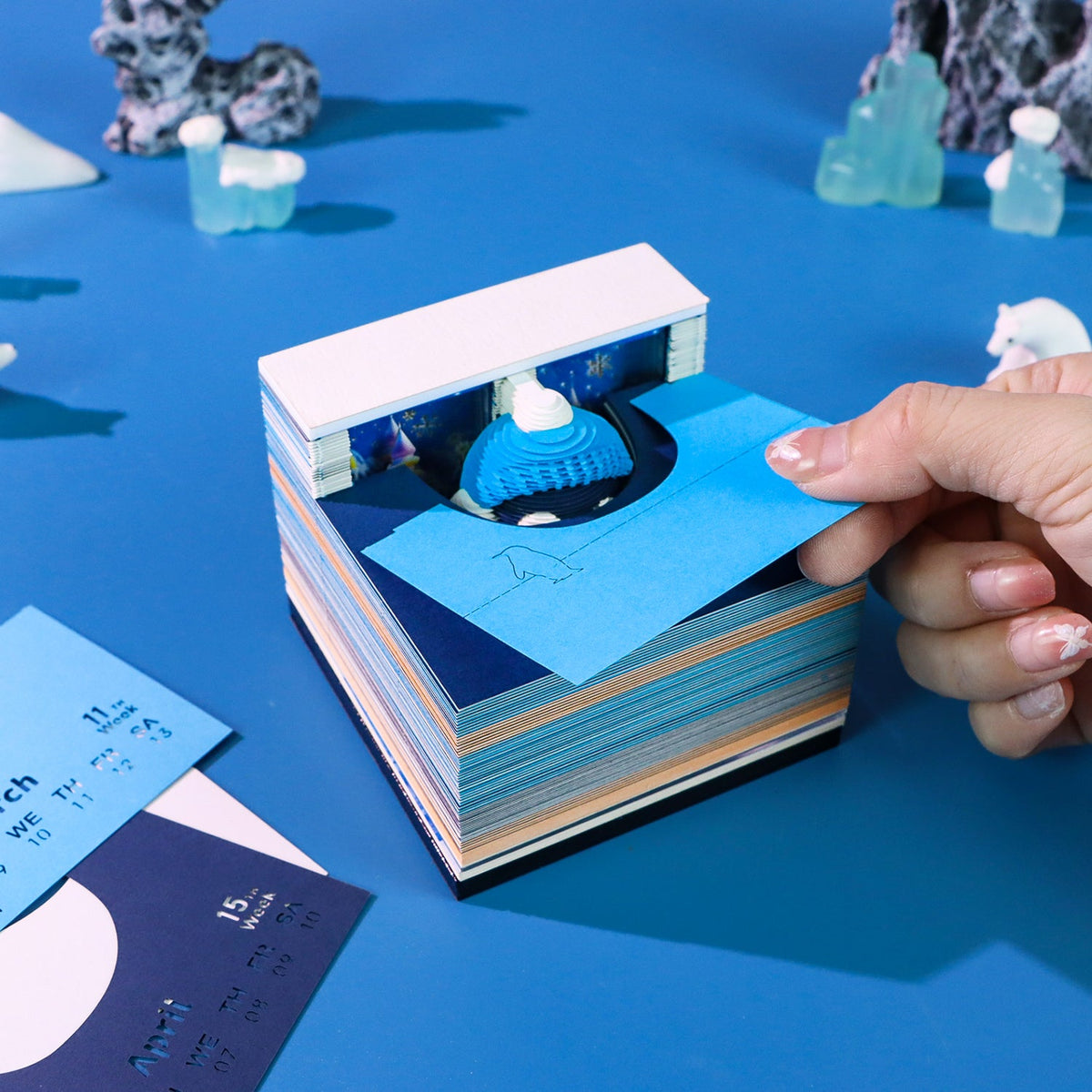 3D Calendar - Ice Snow Penguin - 3D Calendar