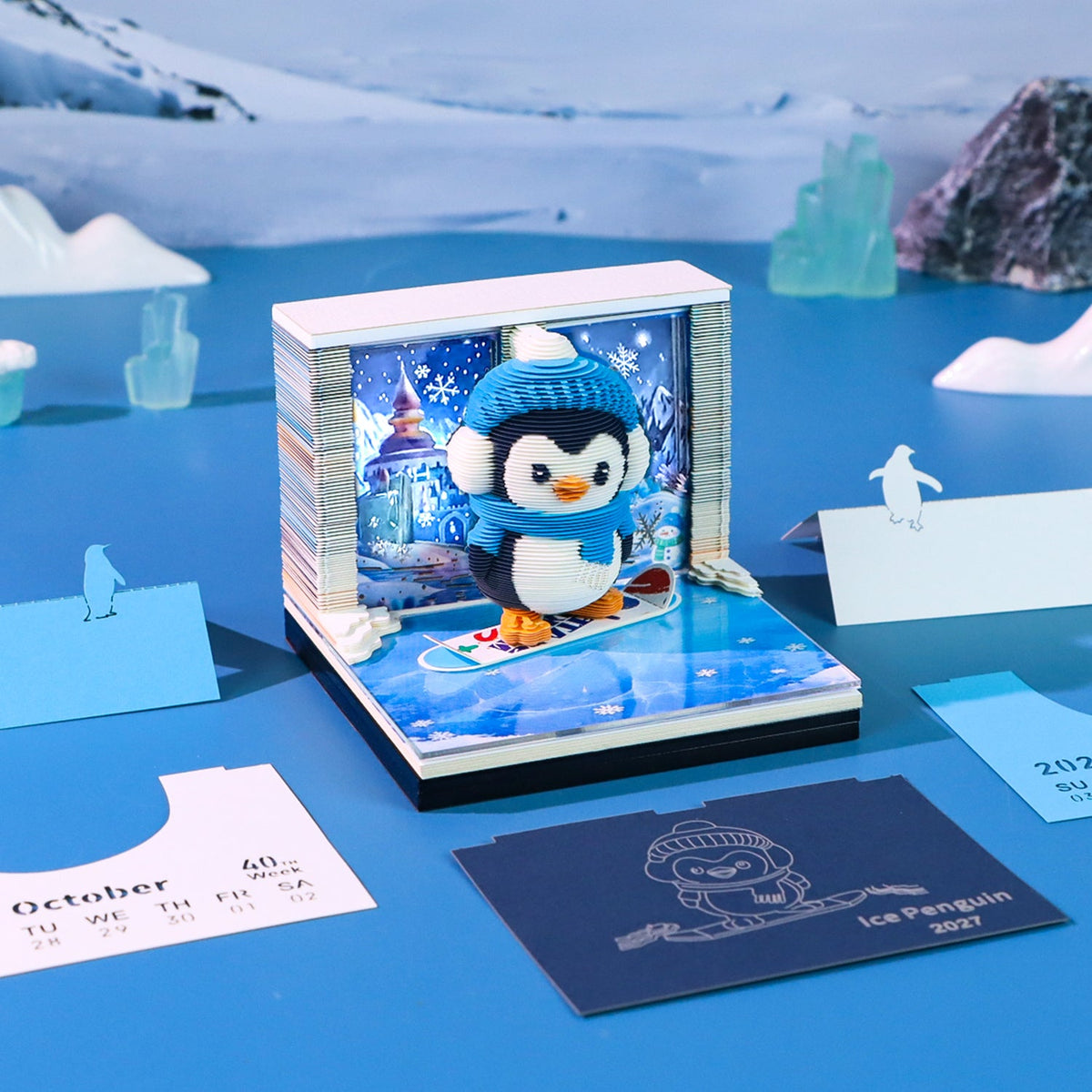 3D Calendar - Ice Snow Penguin - 3D Calendar
