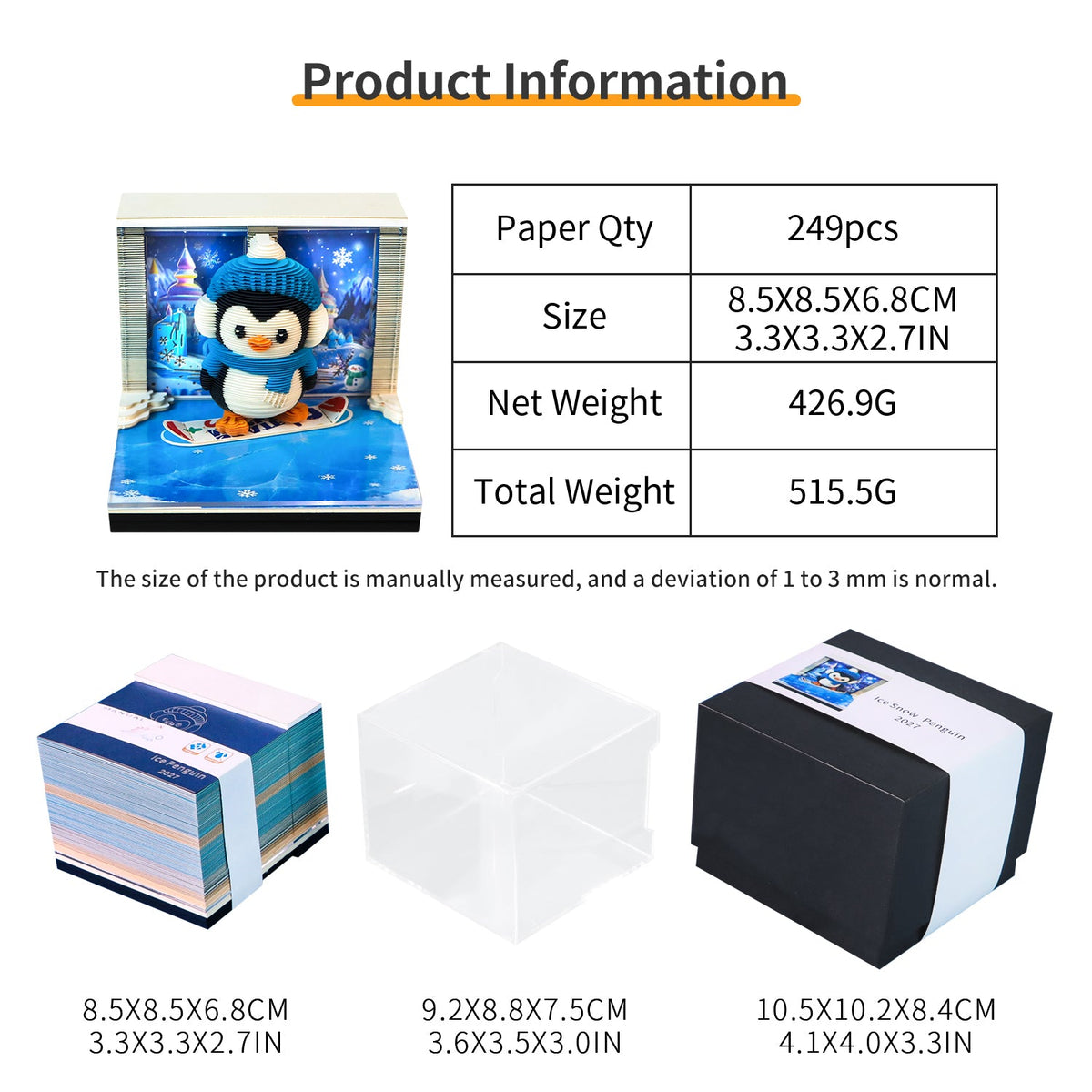 3D Calendar - Ice Snow Penguin - 3D Calendar