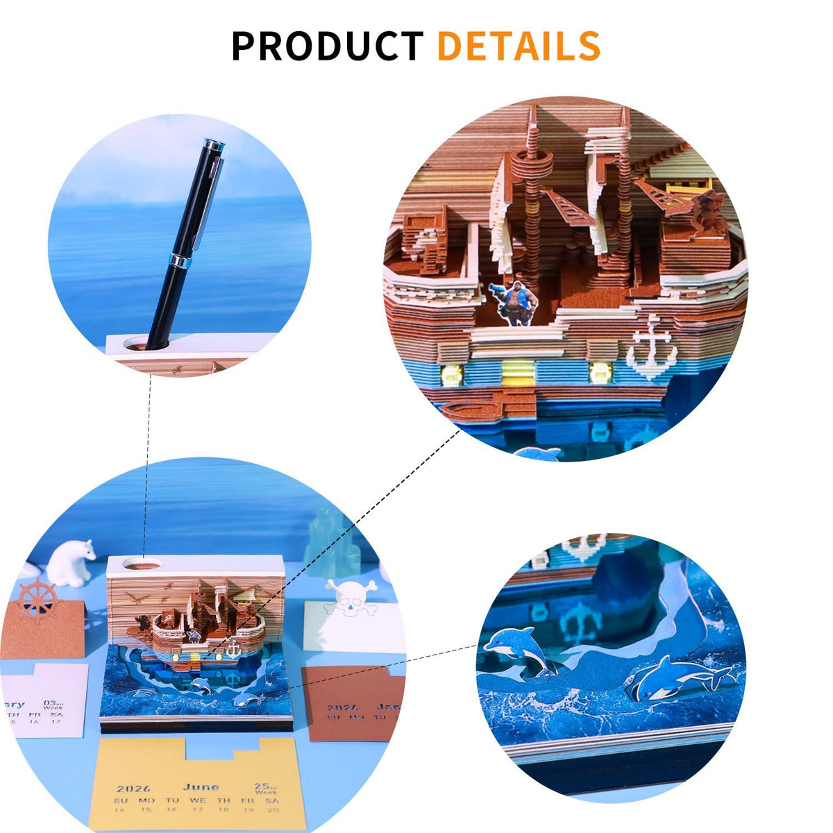 3D Calendar - Pirate Ship - 3D Calendar