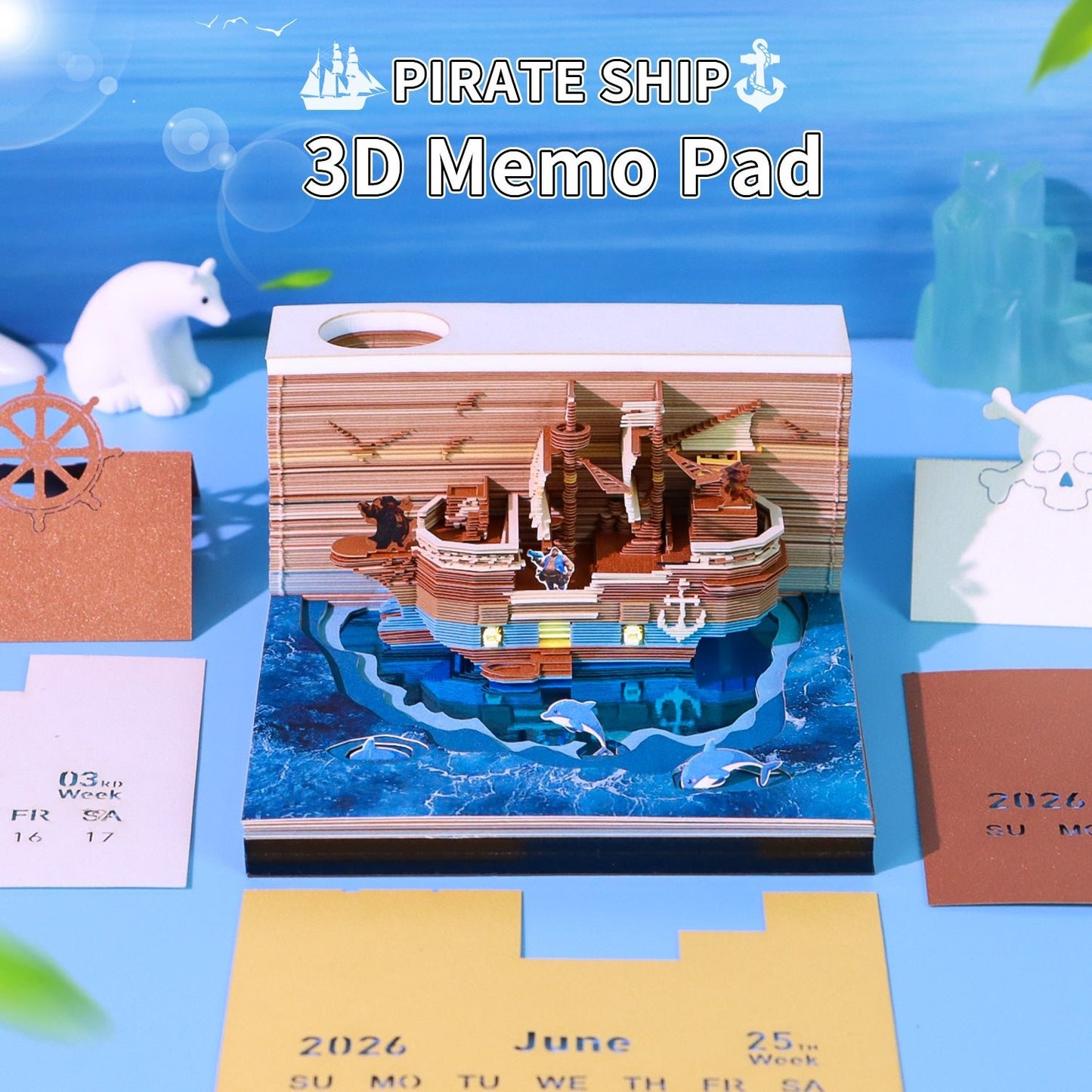 3D Calendar - Pirate Ship - 3D Calendar