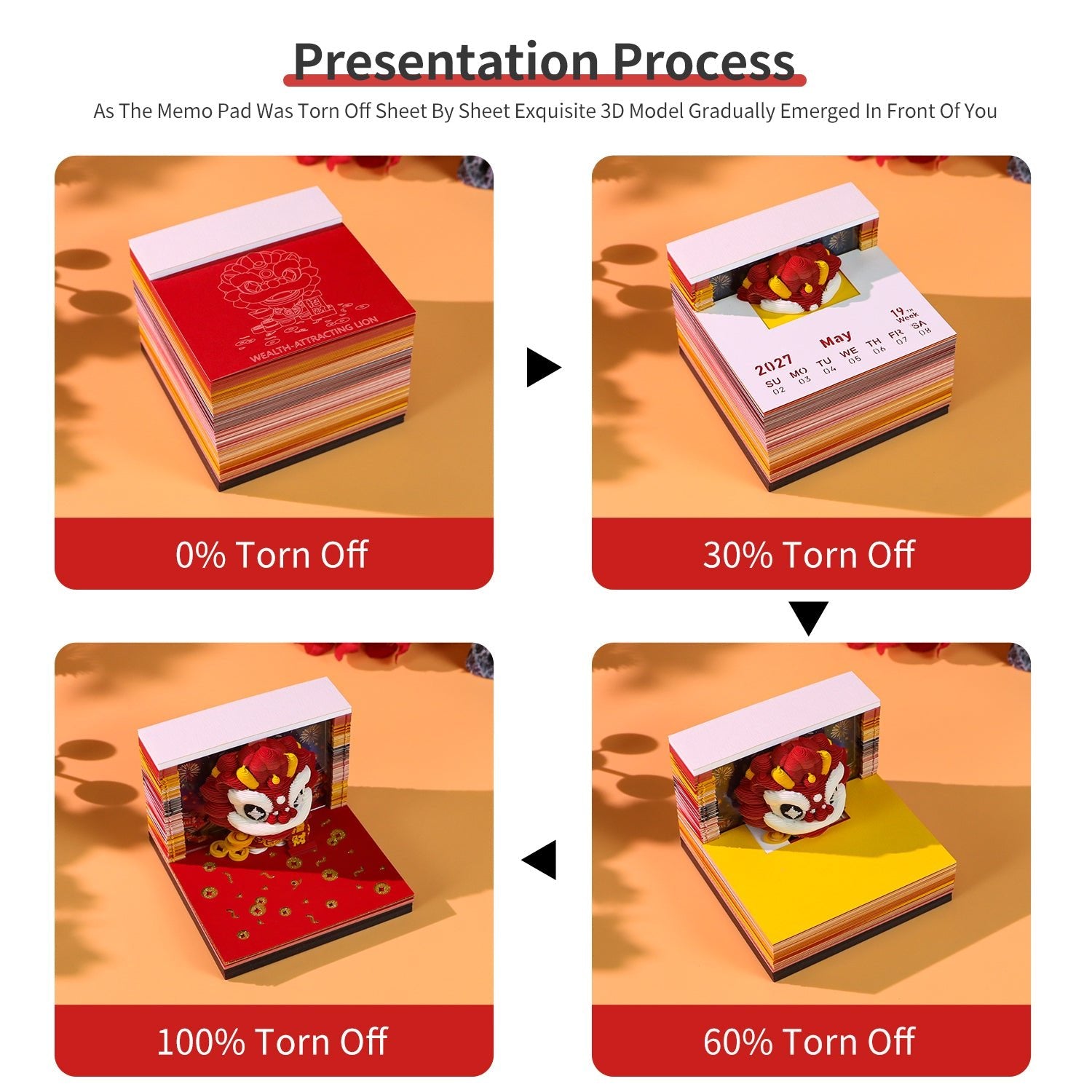 3D Calendar - Wealth Attracting Lion - 3D Calendar