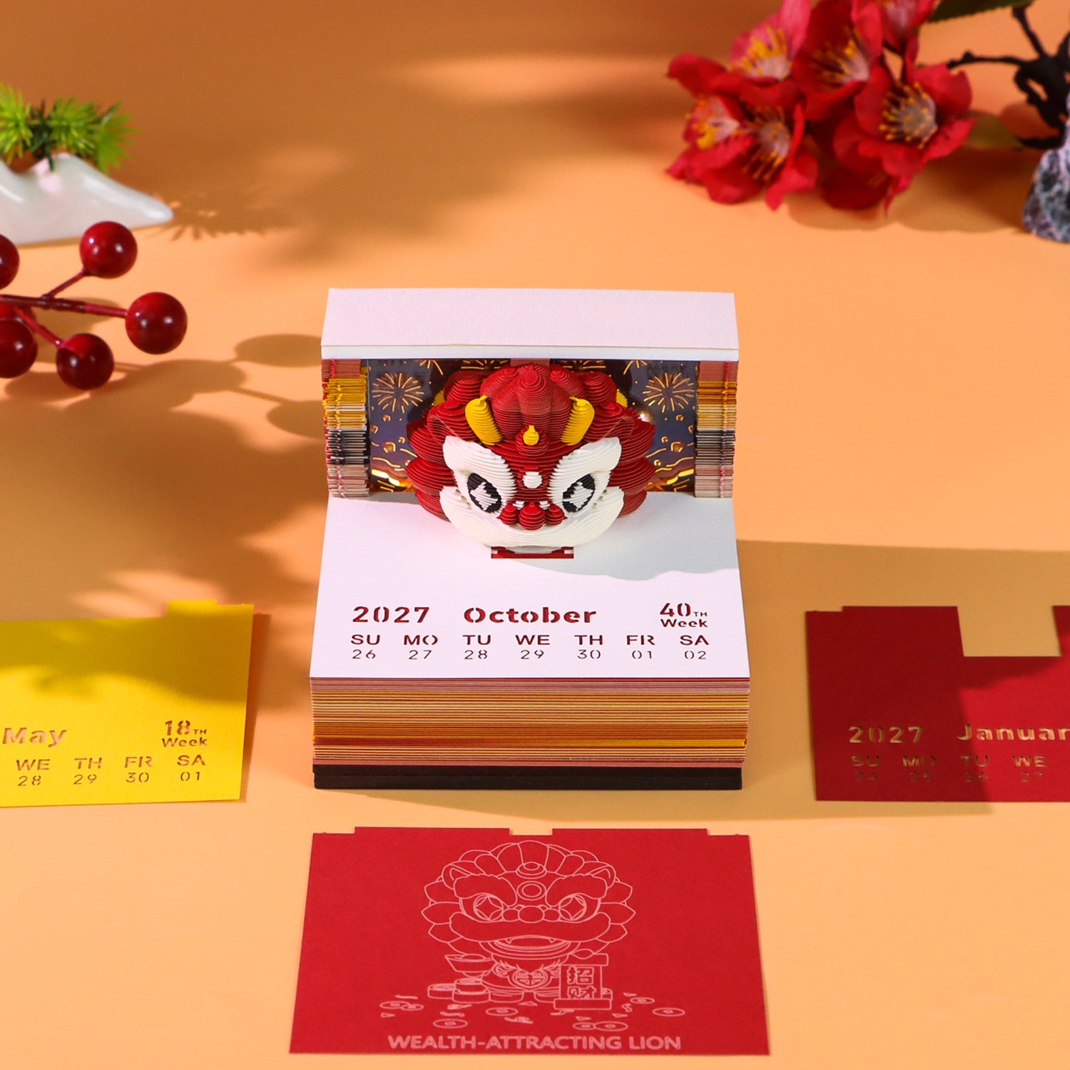 3D Calendar - Wealth Attracting Lion - 3D Calendar