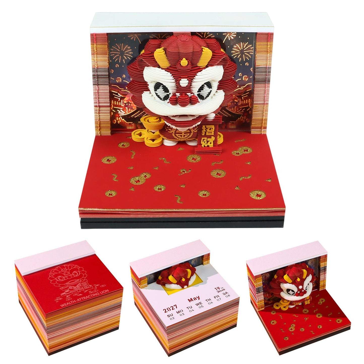 3D Calendar - Wealth Attracting Lion - 3D Calendar