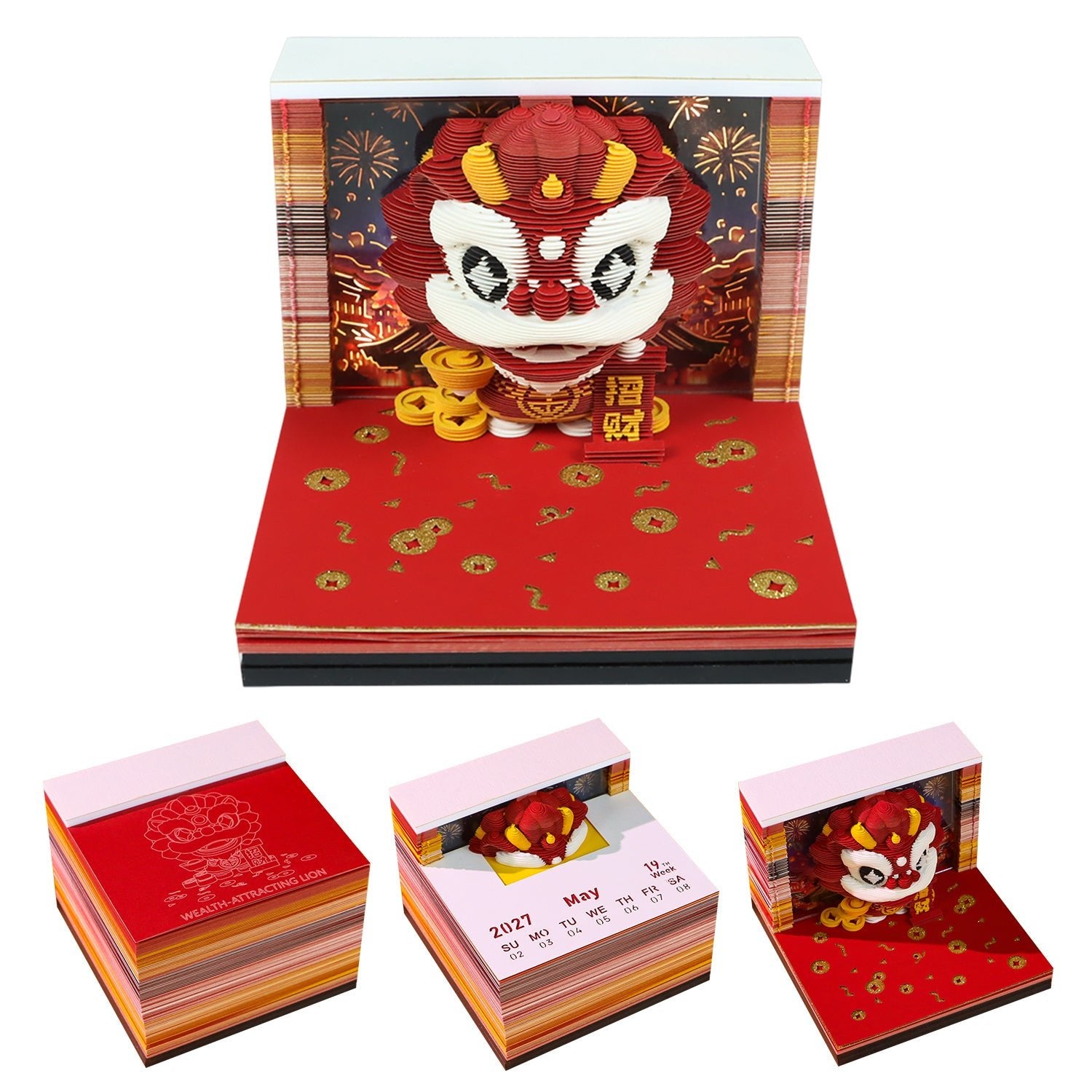3D Calendar - Wealth Attracting Lion - 3D Calendar